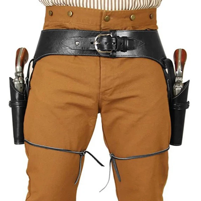 Revolver Holster Medieval Pirate Corsair Steampunk Captain Waistband Halloween Costumes Cosplay for Men Renaissance Cowboy Belt