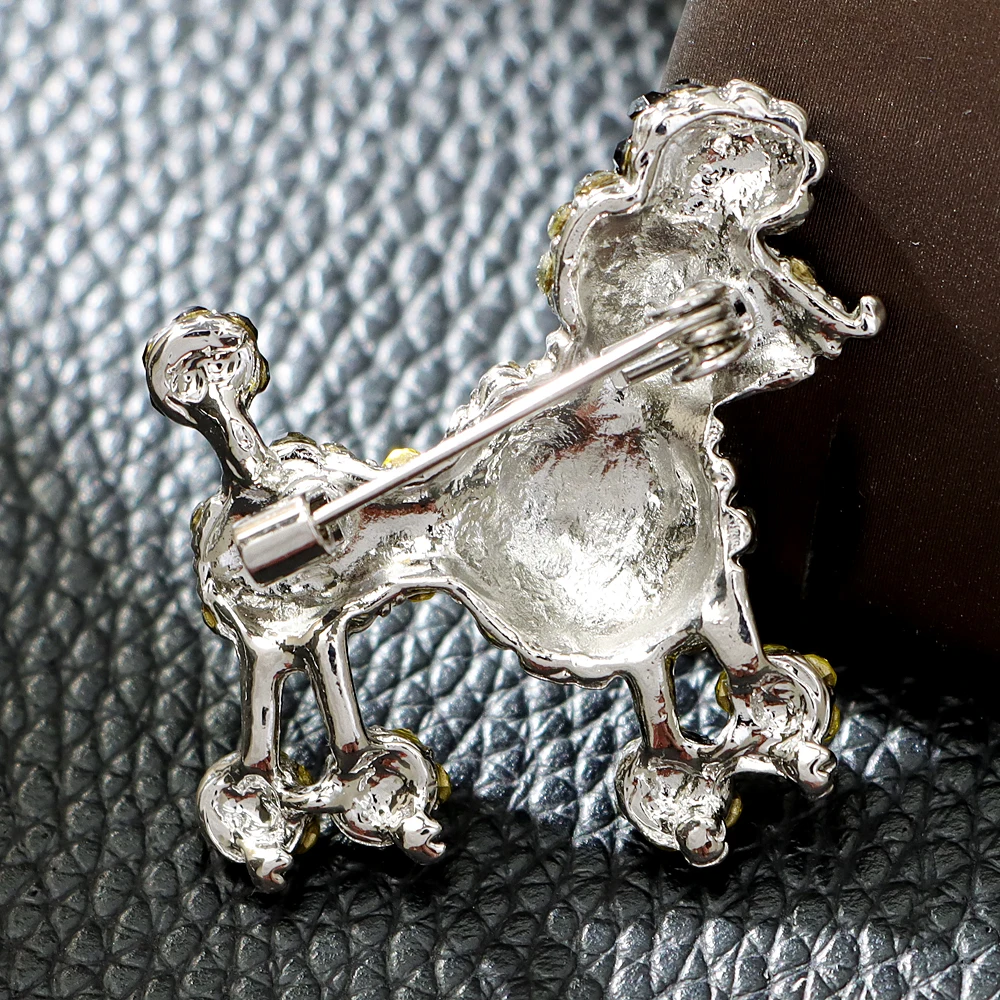 CINDY XIANG Rhinestone Poodle Brooch Small Cute Animal Pin Fashion Jewelry 2 Colors Available