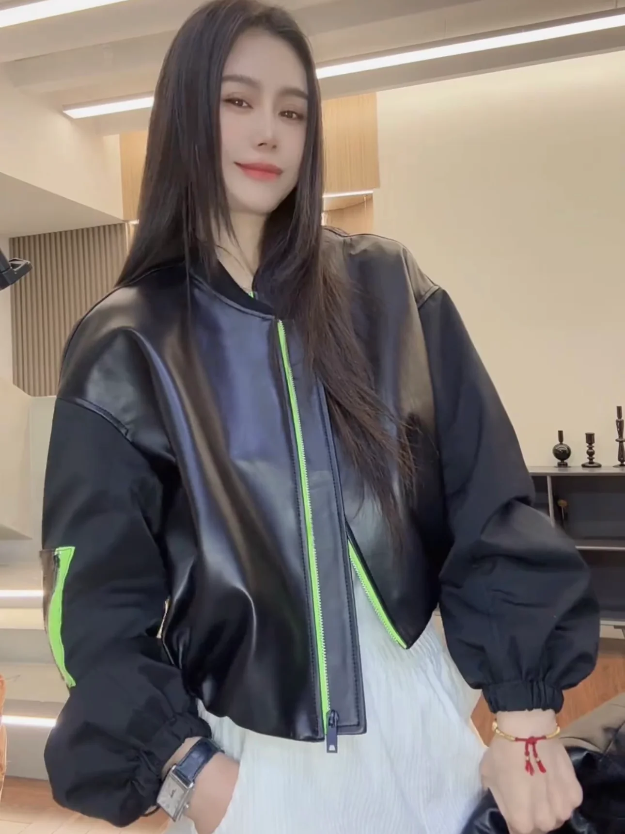 

Ning 2025 Autumn Winter New Sle ort Genuine Leather Jaet Women's Faion Small Size eepskin ort Coat