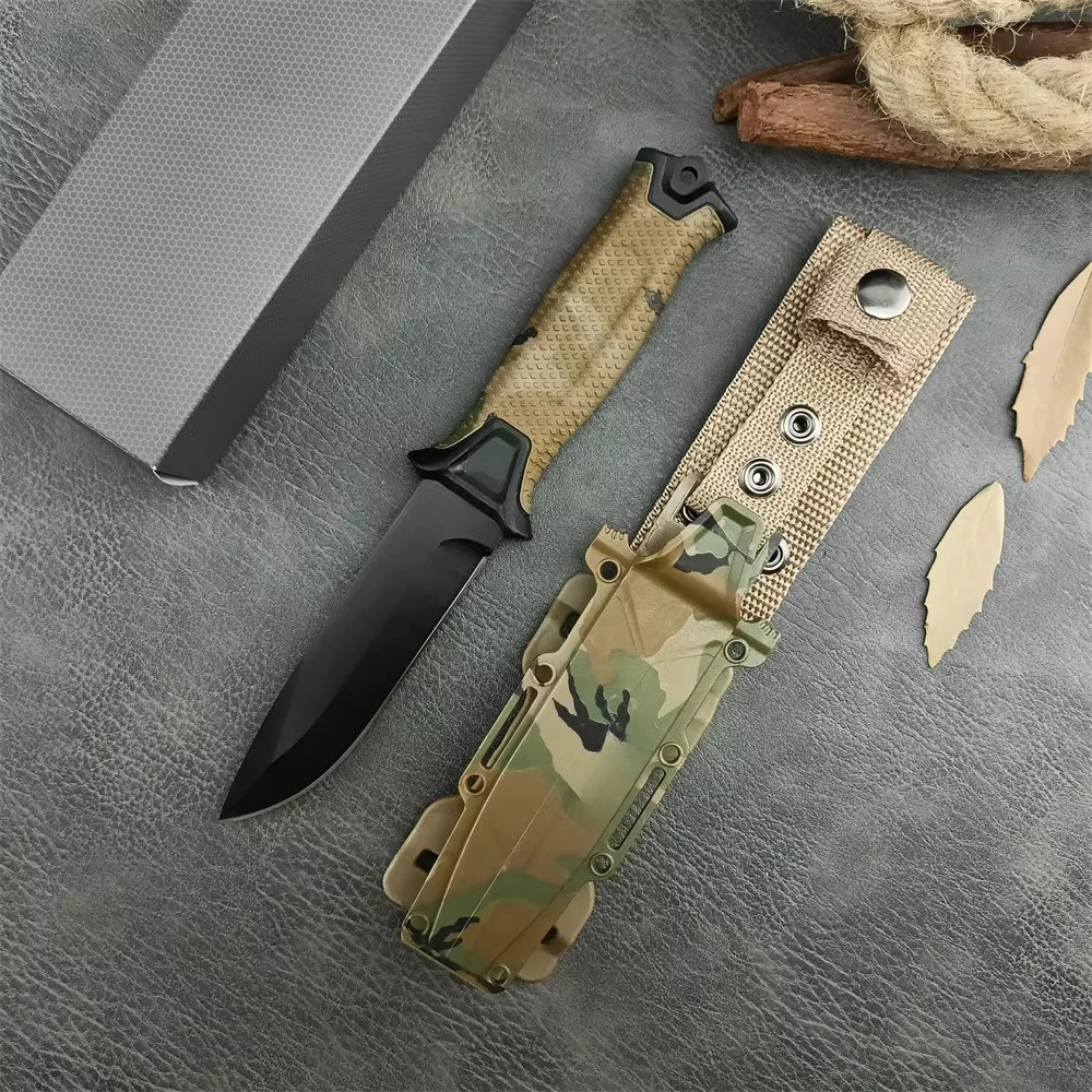 GB 1500 Military Hunting Fixed Blade Knife 8Cr13Mov Blade Plastic Handle Camping Survival Knives for Outdoor EDC Tactical Tools