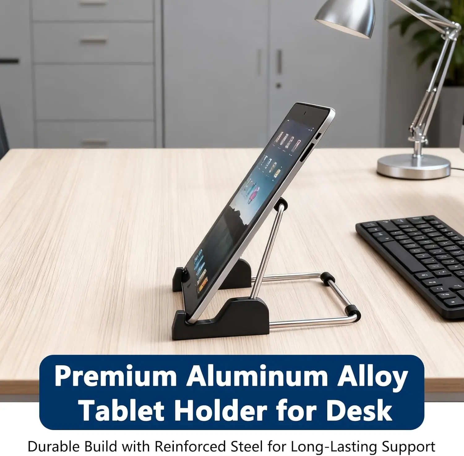1pcs Tablet Stand Adjustable, Aluminum Alloy Non-Slip Tablet Holder for Desk Fit for Tablets, ipad Samsung and Kindle Fire, Display Stand Picture Frame Stand for Photo