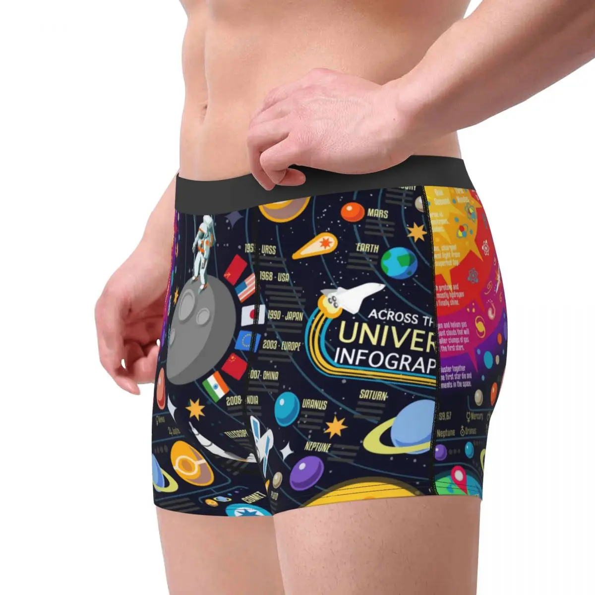 Mens Boxer Sexy Underwear Soft boxershorts Galaxy Universe Planets Pluto Venus Mars Jupiter Comet Underpants Male Panties