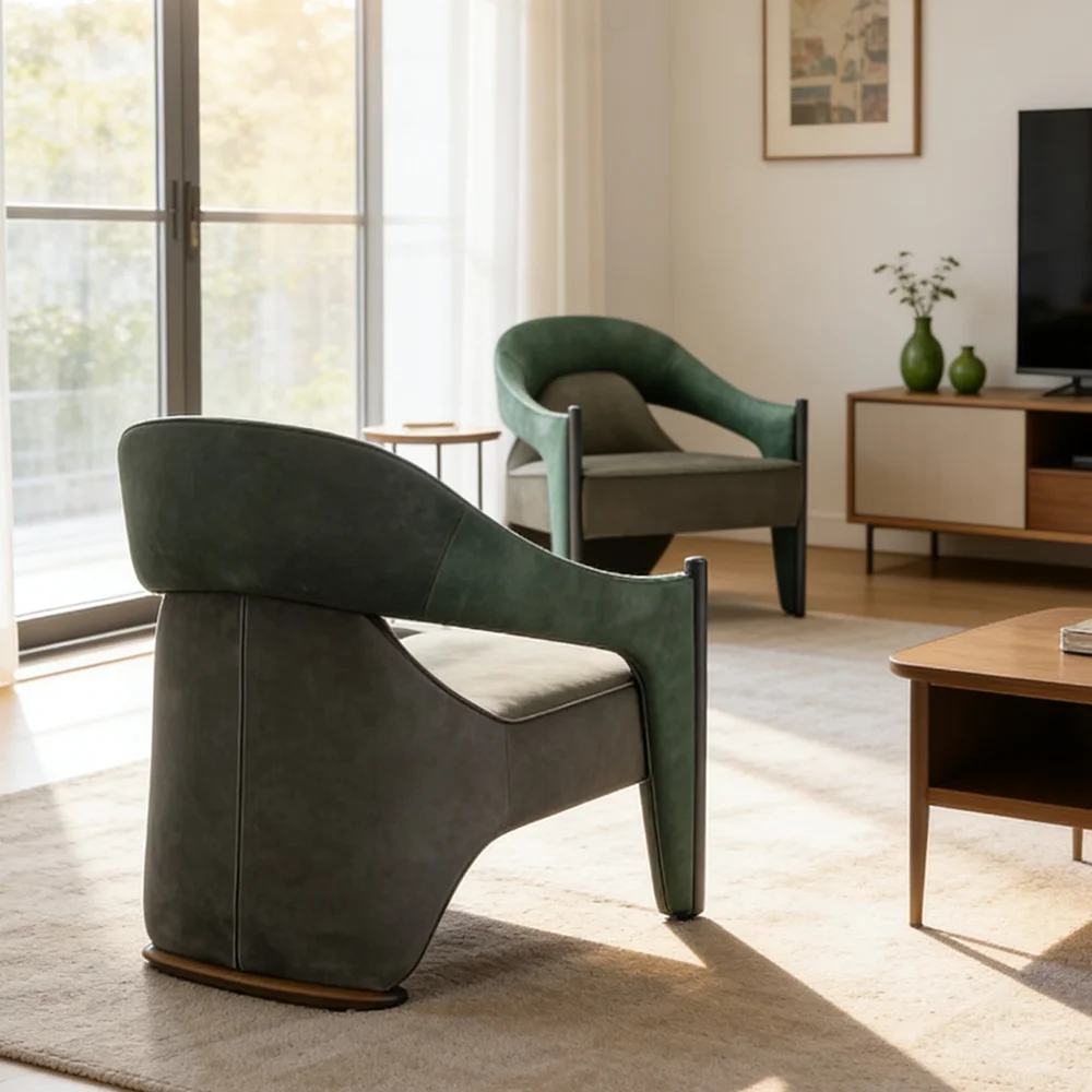

#Luxury Modern Upholstered Lounge Chair Accent Armchair Living Room Hotel Fabric Solid Wood Frame Comfortable Leisure