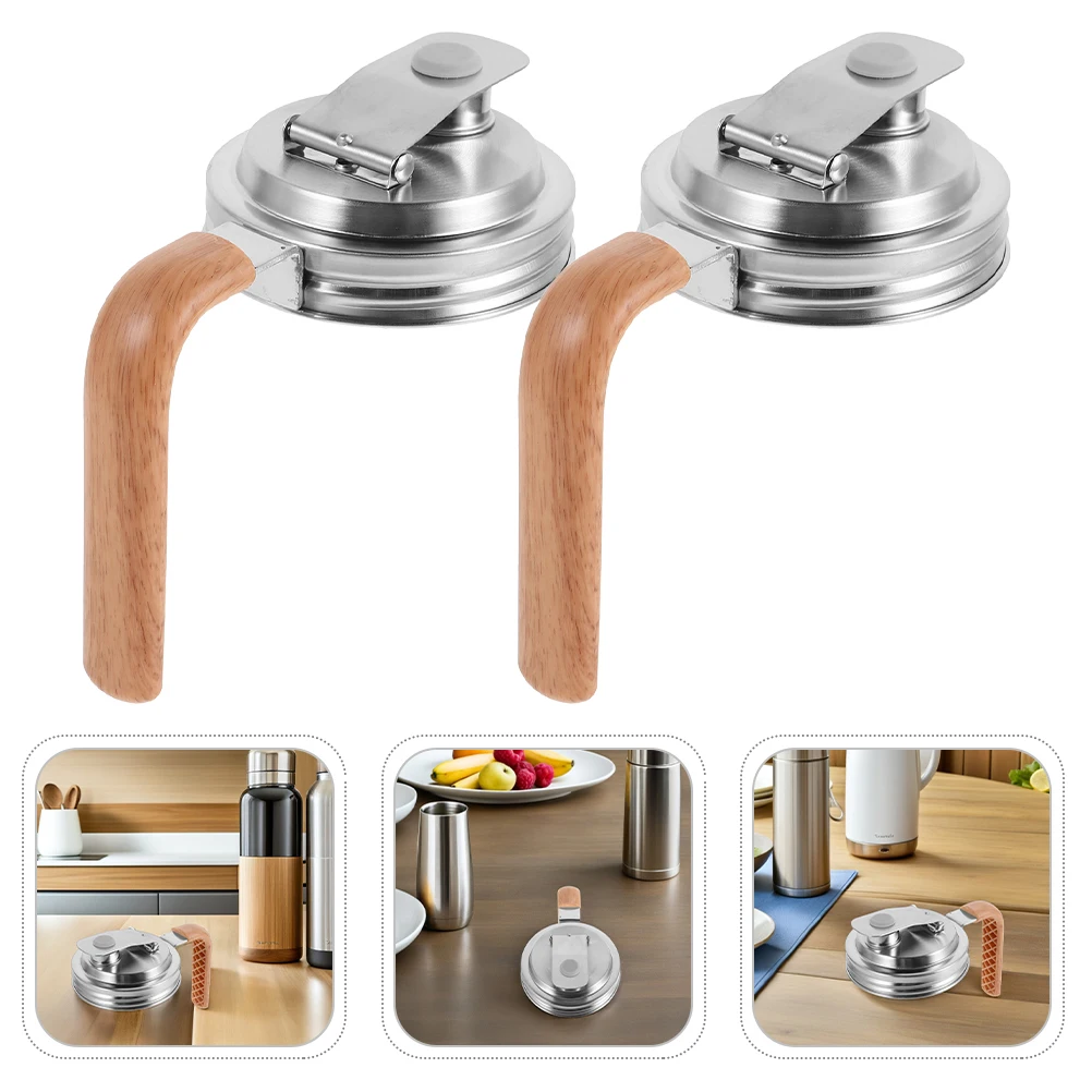 

2Pcs Mason Jar Lids Stainless Steel Pour Spout Flip Cap Leakproof Sealing Handle Reusable for Mason Jar Drink Storage