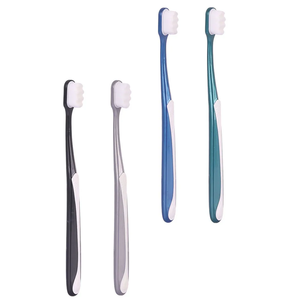 Spazzolini da denti a testa grande da 4 pezzi per adulti Design durevole Spazzolino da denti efficace per la rimozione del calcolo della placca con superficie liscia