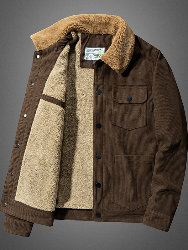 

Утепленная мужская куртка из вельвета на флисовой подкладке, зимнее теплое пальто с воротником-стойкой, повседневное, из полиэфирного волокна, приталенный крой, для бизнеса