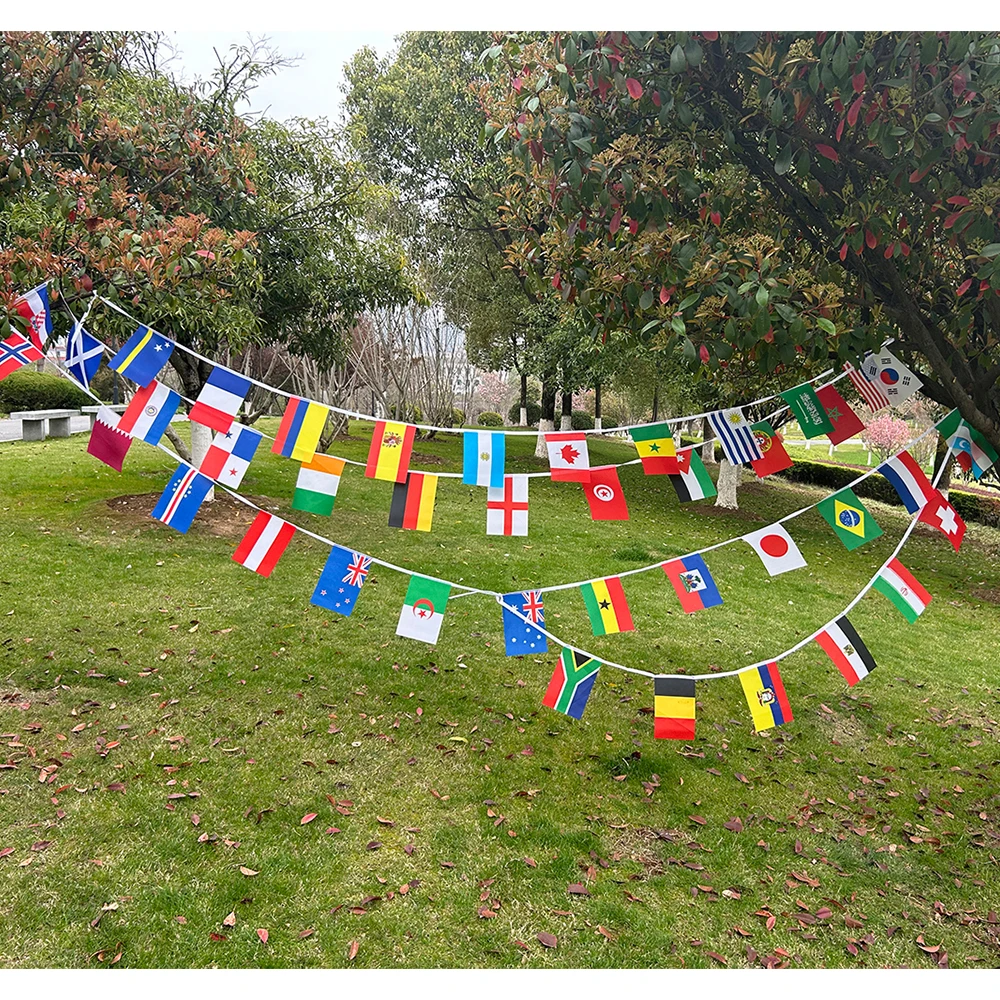 (SKY FLAG)42/48pcs World Country Flag 14x21cm NEW Football Cup Countries Flag Bunting National Banner Event Garlands Decoration