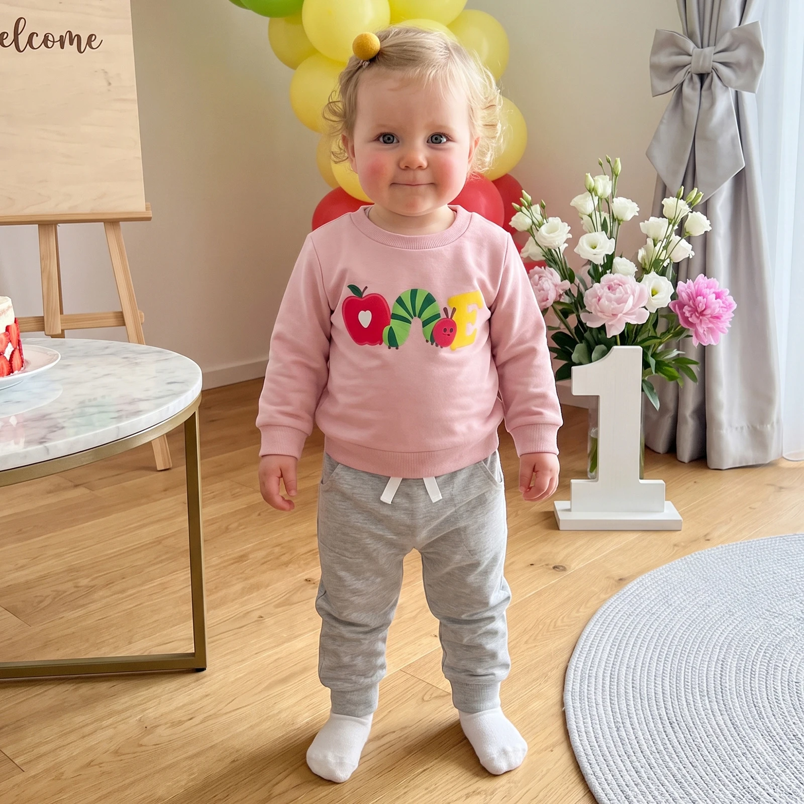 Baby Girl Birthday Outfits Long Sleeve Round Neck Sweatshirt Pants Set