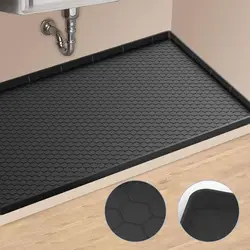 Silicone Under Sink Mat 34*22in Multipurpose Cabinet Sink Protector Shelf Liner Organizer Waterproof Kitchen Bottom Drip Tray