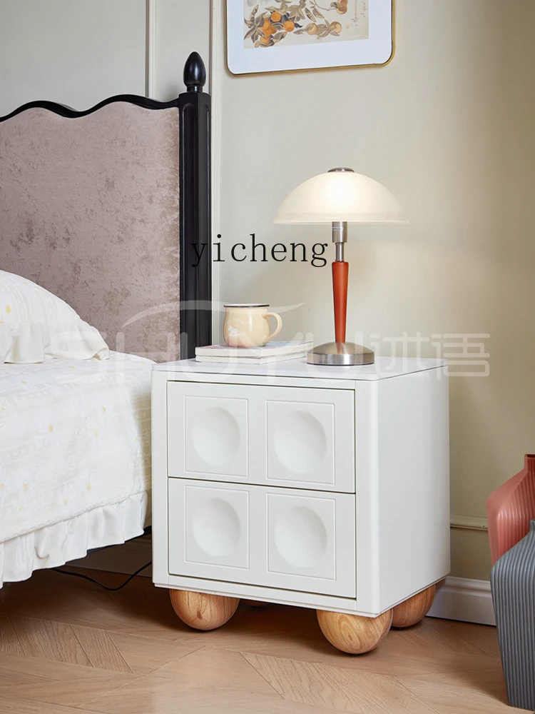 ZK Quiet Style Bedside Table Solid Wood Chest of Drawers Bedroom Modern Minimalist Storage Side Cabinet