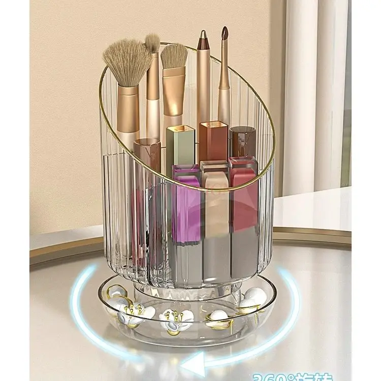 1pcs Cosmetics storage box, rotating dust-proof makeup brush storage tube, dressing table desktop pen holder