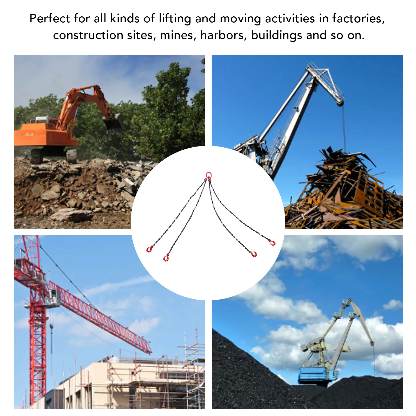 Chain Sling 1.5m 4 Leg Steel Chain Lifting Sling for Factory Building Site Mining Harbor Construction