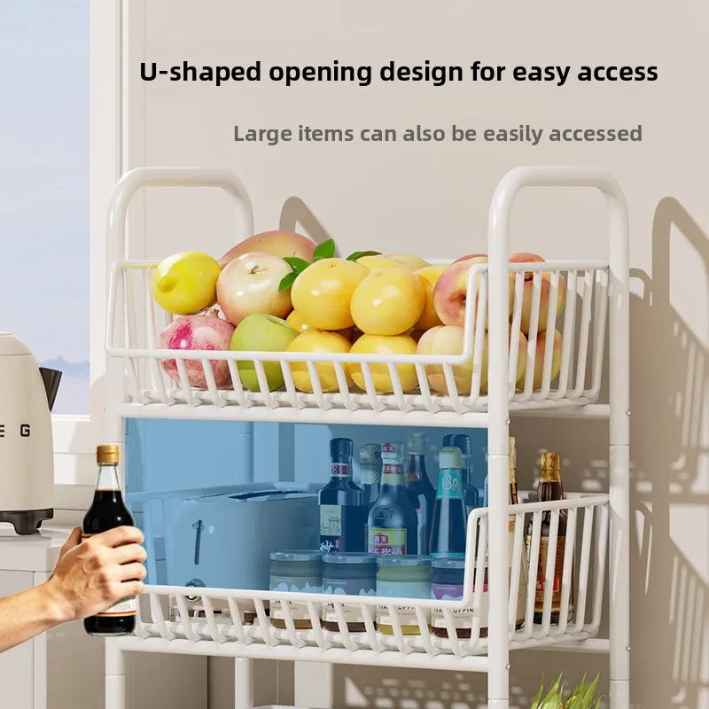 Multifunction Slim Mobile Layered Storage Cart Kitchen Rack Fruits Vegetables Basket Snack Organizer Storage Cart Small Cart