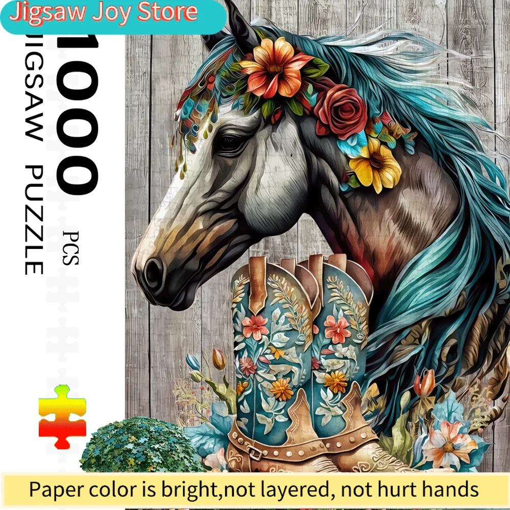 

Пазл «Лошадь и цветы» на 1000 элементов — большой бумажный пазл для взрослых, интерактивная семейная игра для развлечения, декор для дома своими руками