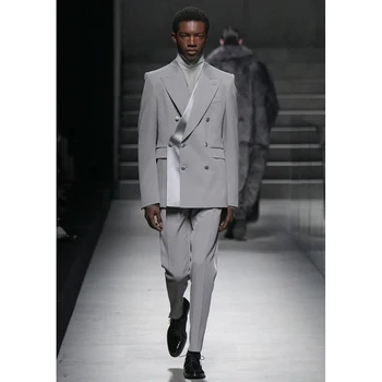 Mode Double Breasted Heren Pak Twee Stukken (Jas + Broek) Revers Outfits Chic Casual Party Prom Bruiloft Set