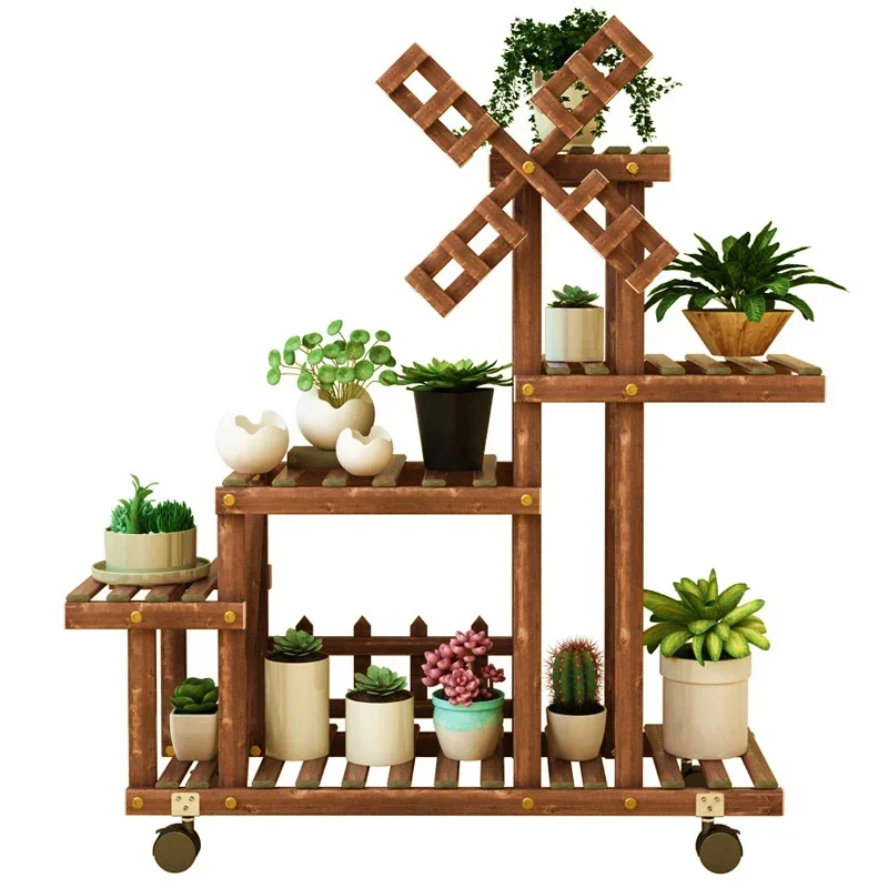 

Living room solid wood flower rack indoor multi-storey floor-standing balcony shelf succulent plants put flowerpot rack.