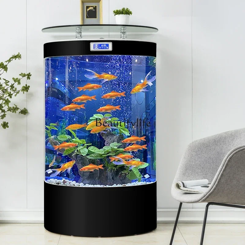 2023 New Smart Semicircle Living Room Small Household Ecological Fish Globe Lazy Semi-round Free Change Aquarium