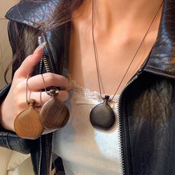 Sweater Chain Women's Necklace Wood Flagon Simple Long Pendant Necklaces Adjustable Rope Fashion Jewelry for Men Christmas Gift