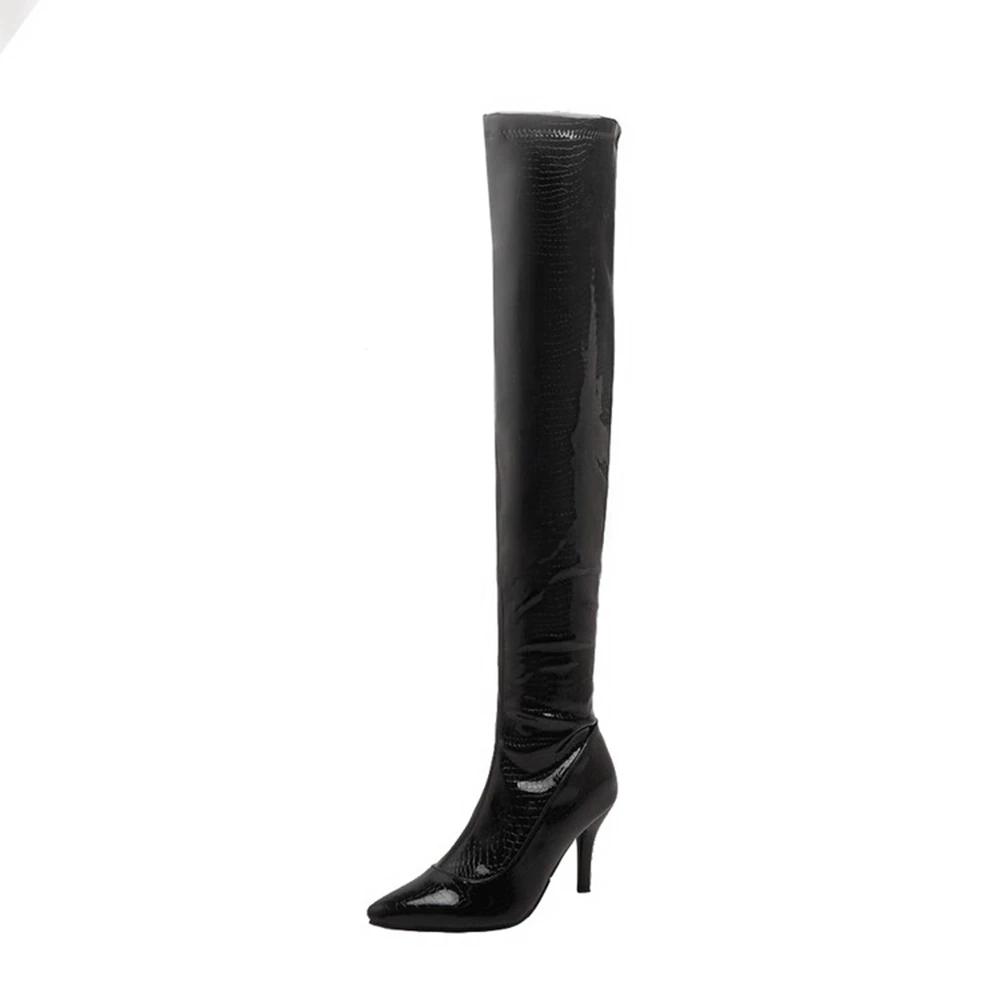 

Botas De Mujer New Luxury Designer Thigh High Boots Sexy Fashion High Heels Zip Pointed Boots Women Shoes Big Size 46 47 48 2326