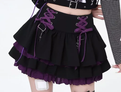 Spring Summer New Personality Y2k Sweet Cool Girl Lace Cake Skirt Fashion High Waist A-line Versatile Age-reducing Short Skirts