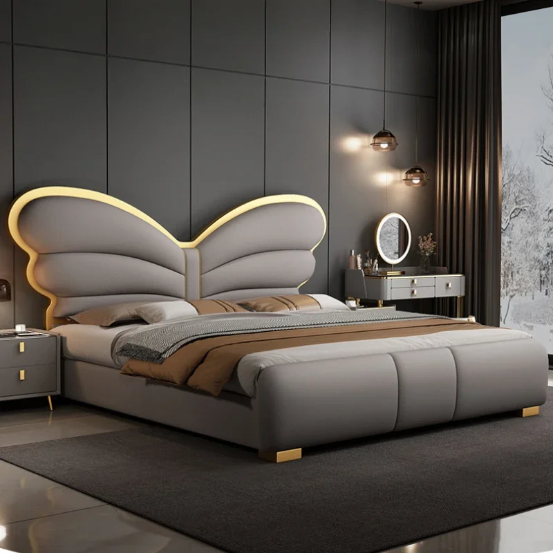 King Size Luxury Double Bed European Pretty Living Room Frame Double Bed Queen Princess Letto Matrimoniale Bedroom Furniture