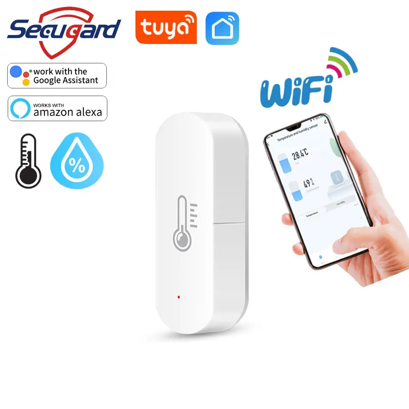 Tuya WiFi Temperature Humidity Sensor Indoor Hygrometer Detector Room Smart Home Thermometer Detectors Support Alexa Google