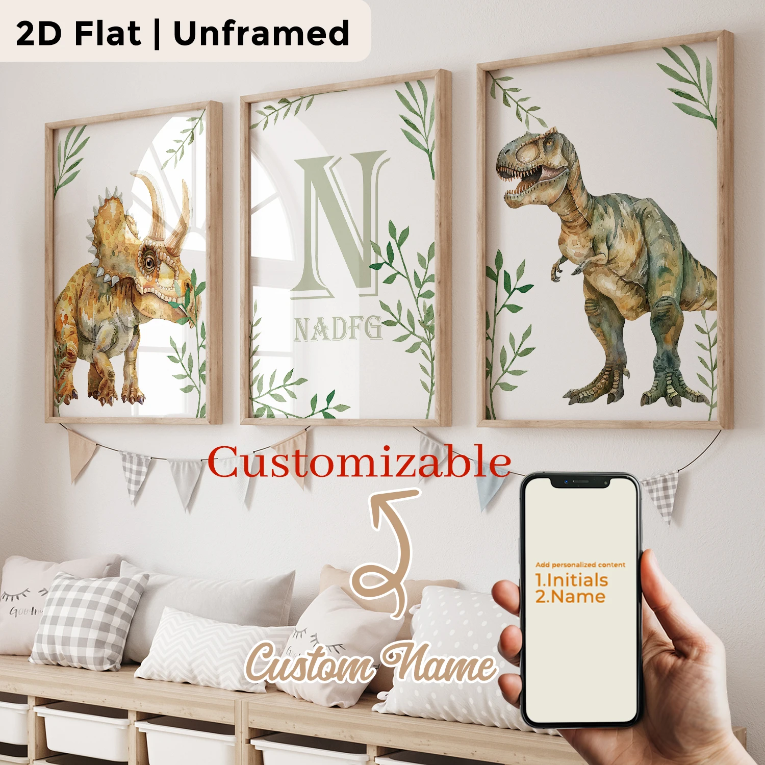 Home Decor Green - Conjunto de 3 peças de arte