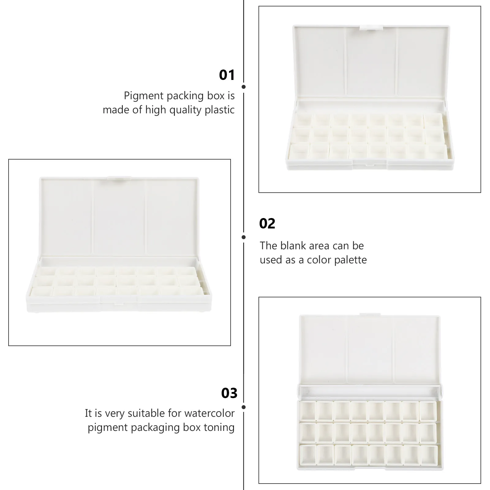Watercolor Sub-Packing Pans Plastic Pigment Storage Box for Artists Painters Students Calligraphy Color Display Plate Easy Use