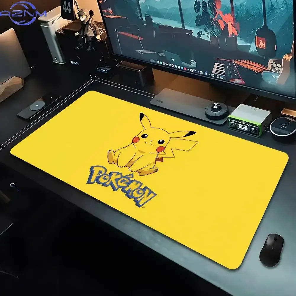 Mouse Pad P-pokemon Pikachu Computer Gaming Accessories Mousepad Laptop Desk Mat Gamer Carpet Locking Edge Rubber Mouse Pads