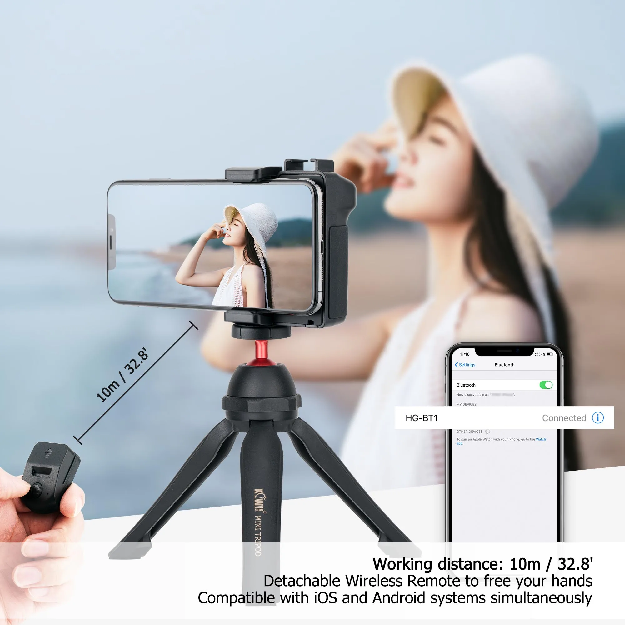 Từ Xa Không Dây Kẹp Điện Thoại Cho Vlog Quay Phát Trực Tiếp, Giày Lạnh Trên Đèn LED Micro 1/4 "-20 Nữ Ren Trên Chân Máy