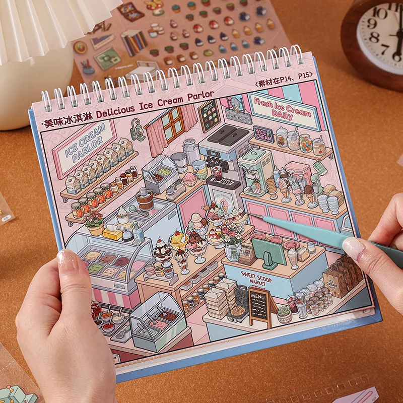 Shop Scene Miniature Sticker Book Decals for Journal Scrapbooking DIY Craft Supplies Collection