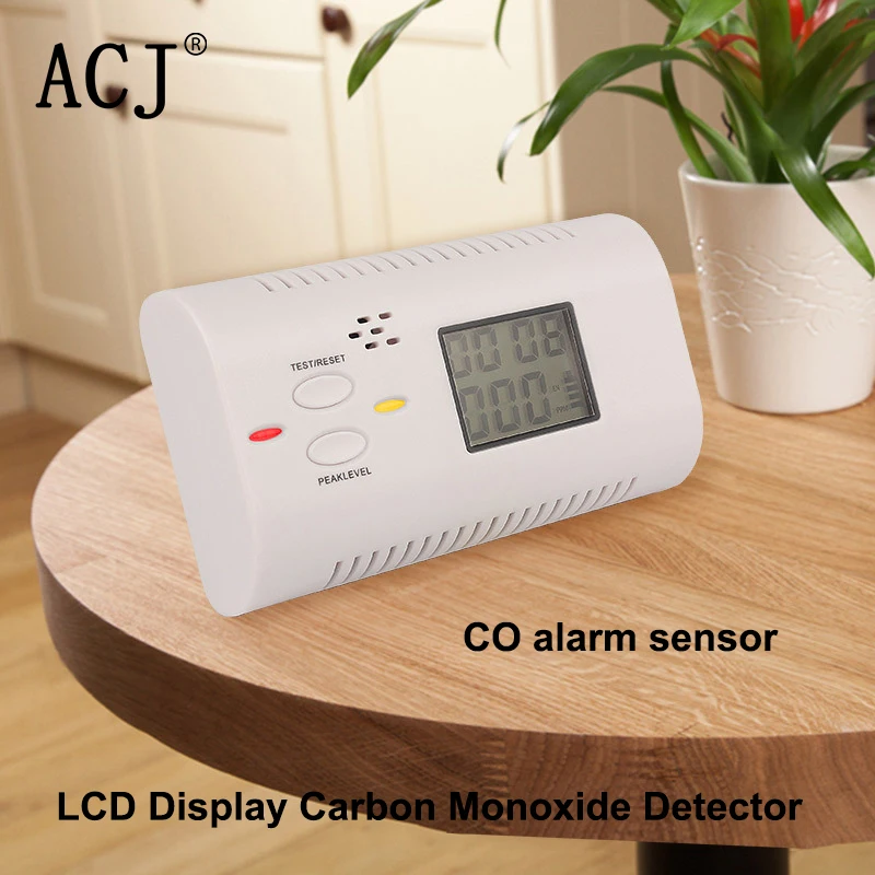 ACJ High Sensitive CO Sensor LCD Digital Screen Carbon Monoxide Alarm Independent Work Wireless Sound Warning Smoke Detector