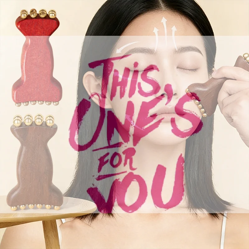 

Деревянный массажер для лица и тела Гуаша с роликами и шариками, инструмент для лифтинга фасций, лимфодренажный массажный ролик для точечного массажа