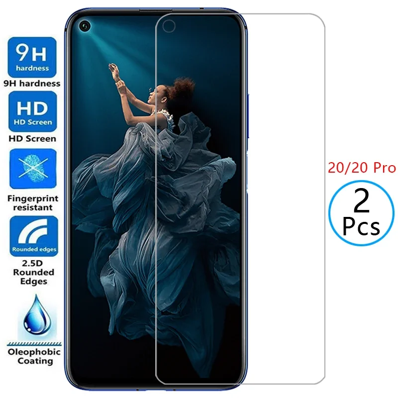 2 piezas de vidrio templado protector para Huawei Honor 20 Pro, protector de pantalla para Honor20 Honer Onor 20pro 6.