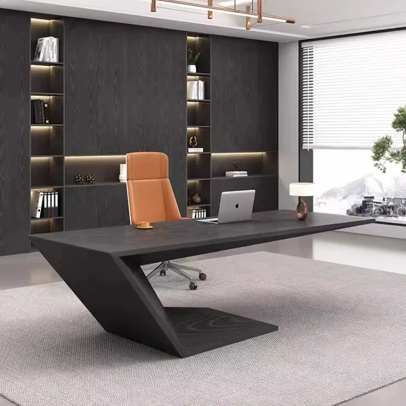

Customizable Working Executive Desk Chair Designer Asthetic Conference Office Table Study Writing Black