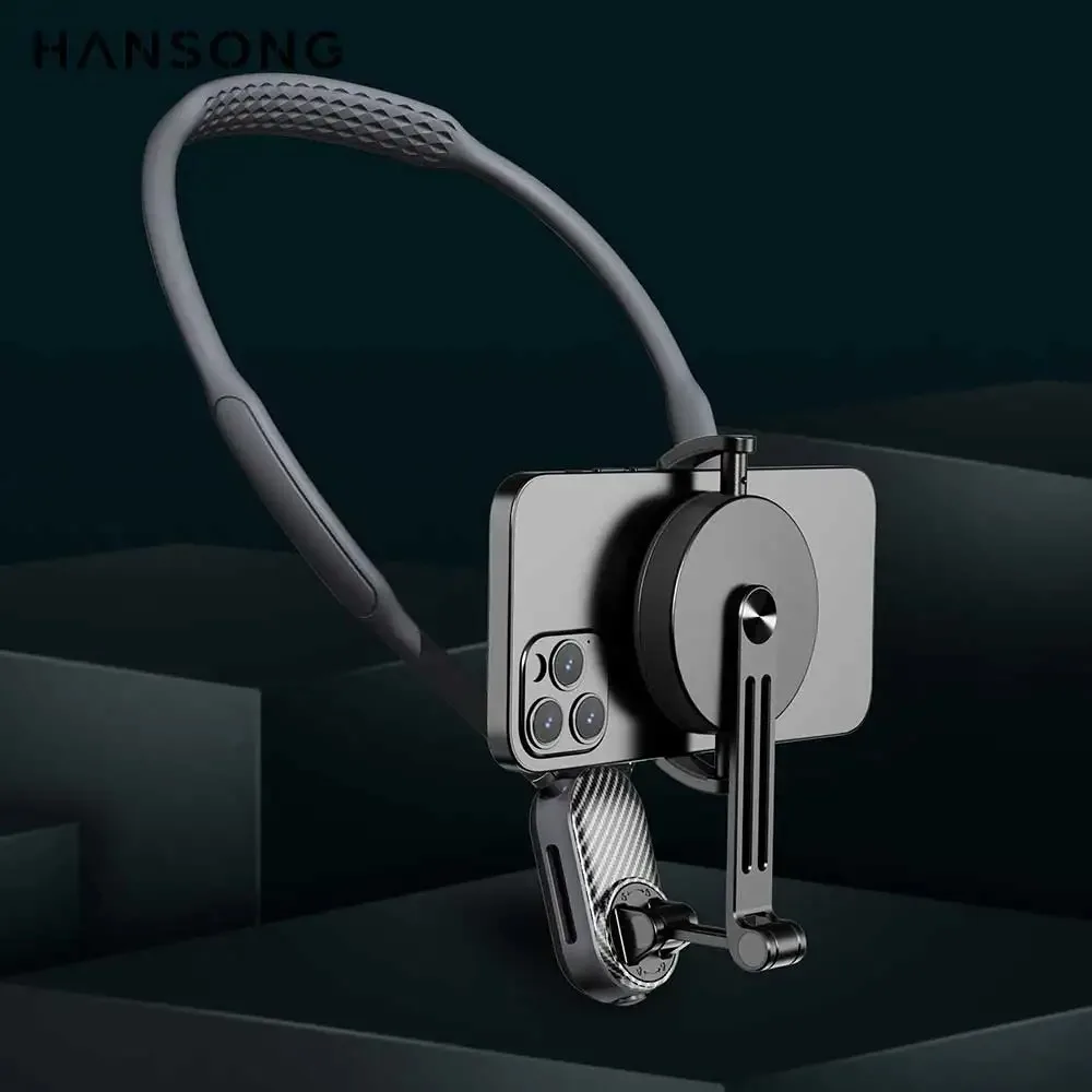 Soporte magnético fuerte de silicona para montaje en el cuello, soporte de liberación rápida para iPhone 16 17 15 14 13 Pro Max Sumsung Xiaomi, soporte de grabación de vídeo