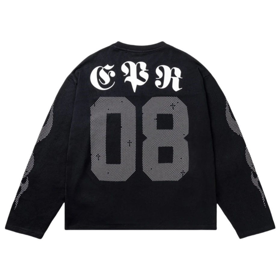 Hip Hop Long Sleeve T-Shirts Men Streetwear Punk Y2k Hollow Sport T Shirt Oversized Harajuku Fashion Print Casual Tees Tops Male