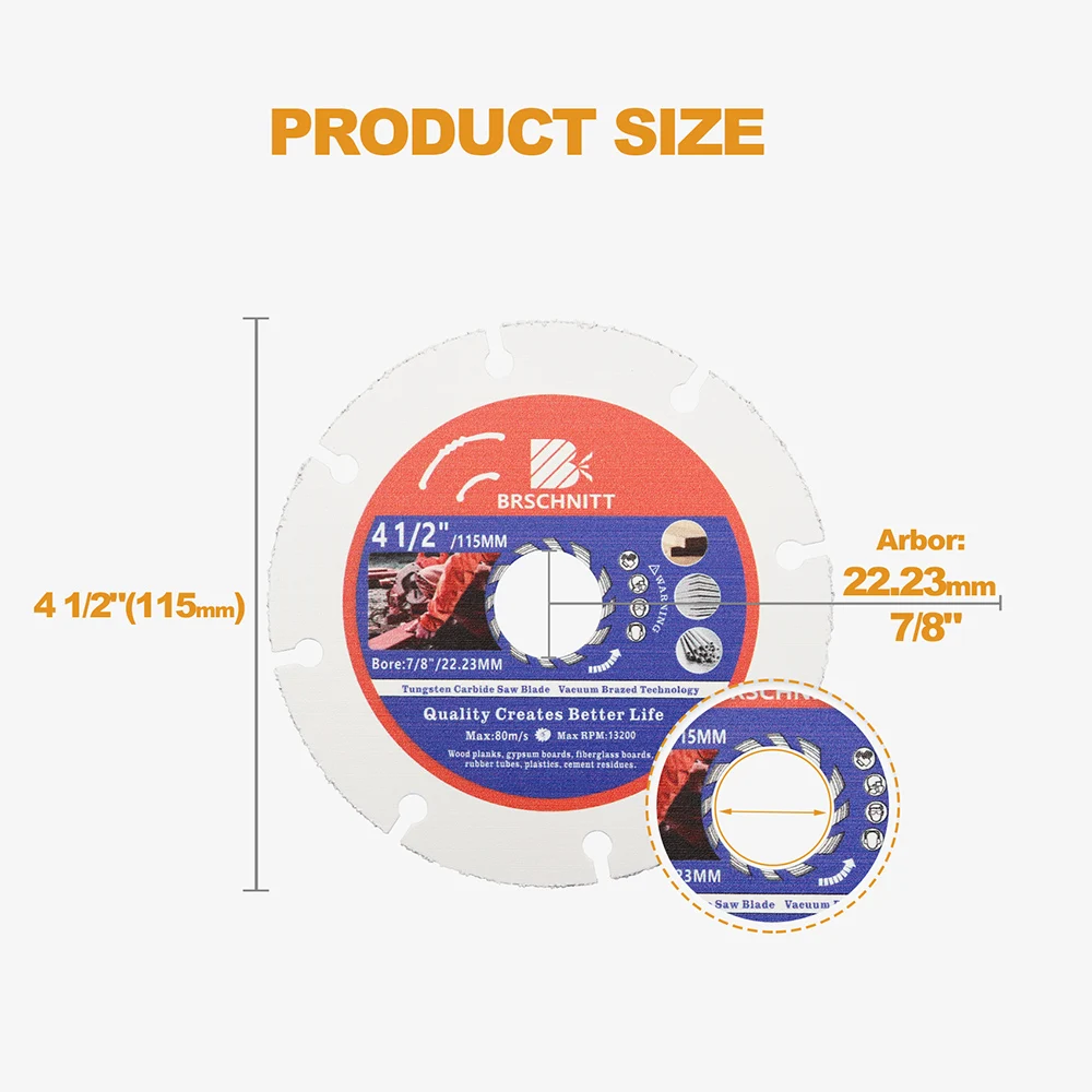 BRSCHNITT Professional Carbide Tipped Saw Blade Wood Cutting Blade for Wood Plastic Diameter 125mm Arbor 22. 23 m Cutting Disc