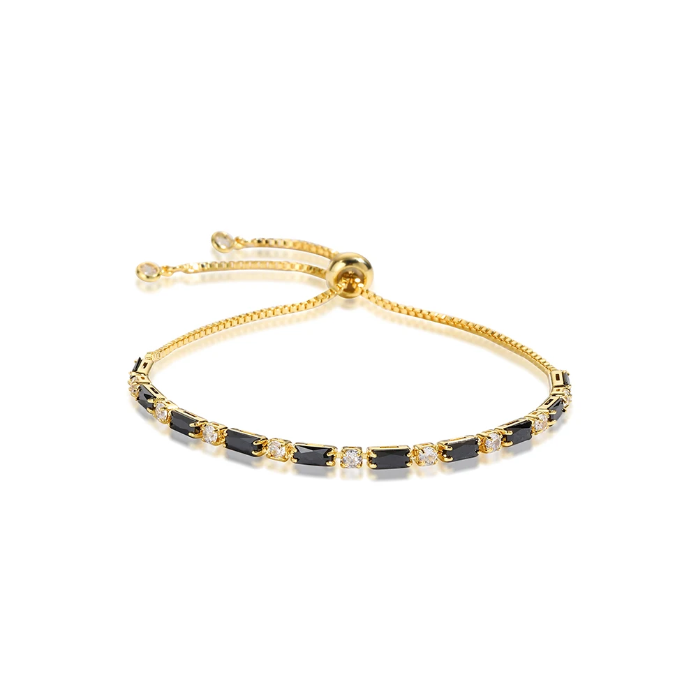 Schwarze Kristall-Tennisarmbänder für Damen und Herren, luxuriöses, verstellbares Armband mit Iced Out-Kubikzirkonia an der Hand, Hippie-Schmuck
