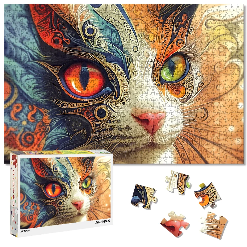 

1000 Piece Jigsaw Puzzles for Adults - Challenging Cat Art, Stress Relief & Family Game Night Gift, Premium Fit ZPT008