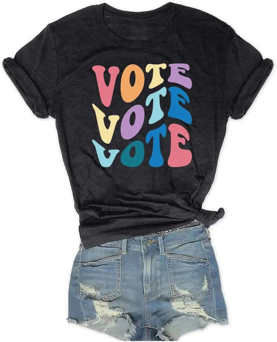 Women Vote T-Shirt USA America Presidential Election Graphic Letter Printed Tees Tops