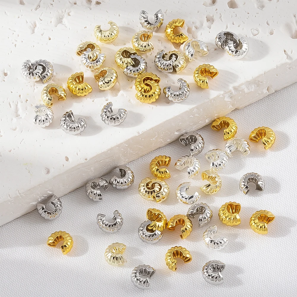 10pcs50pcs Copper Pumpkin Pattern Crescent Buckle Half-Moon Buckle Bracelet Positioning Beads End Buckle DIY Jewelry Accessories