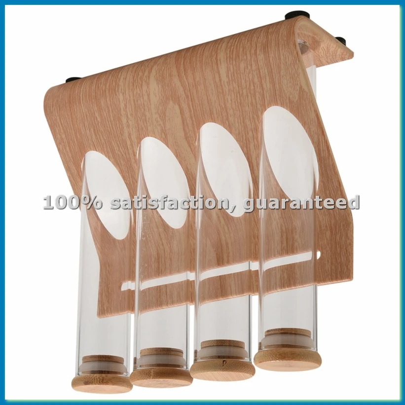 Wooden Coffee Beans Tea Display Rack Stand Glass Test Tube Sealed Storage Decorative Ornaments Cereals Canister for-AT35
