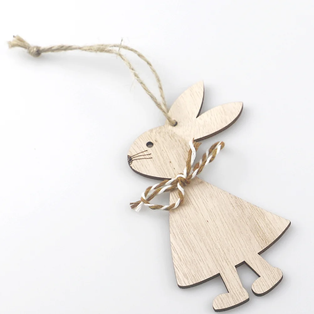 

6 PCS Bunny Cutouts of The Lid Accessories Wooden Crafts Hanging for Easter Child Toys