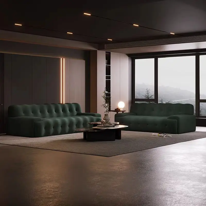 @！Luxury Home Furniture Solid Wood Sofa Set Design High Density Sponge Four Seat Couch for Living Room With 3D Velvet