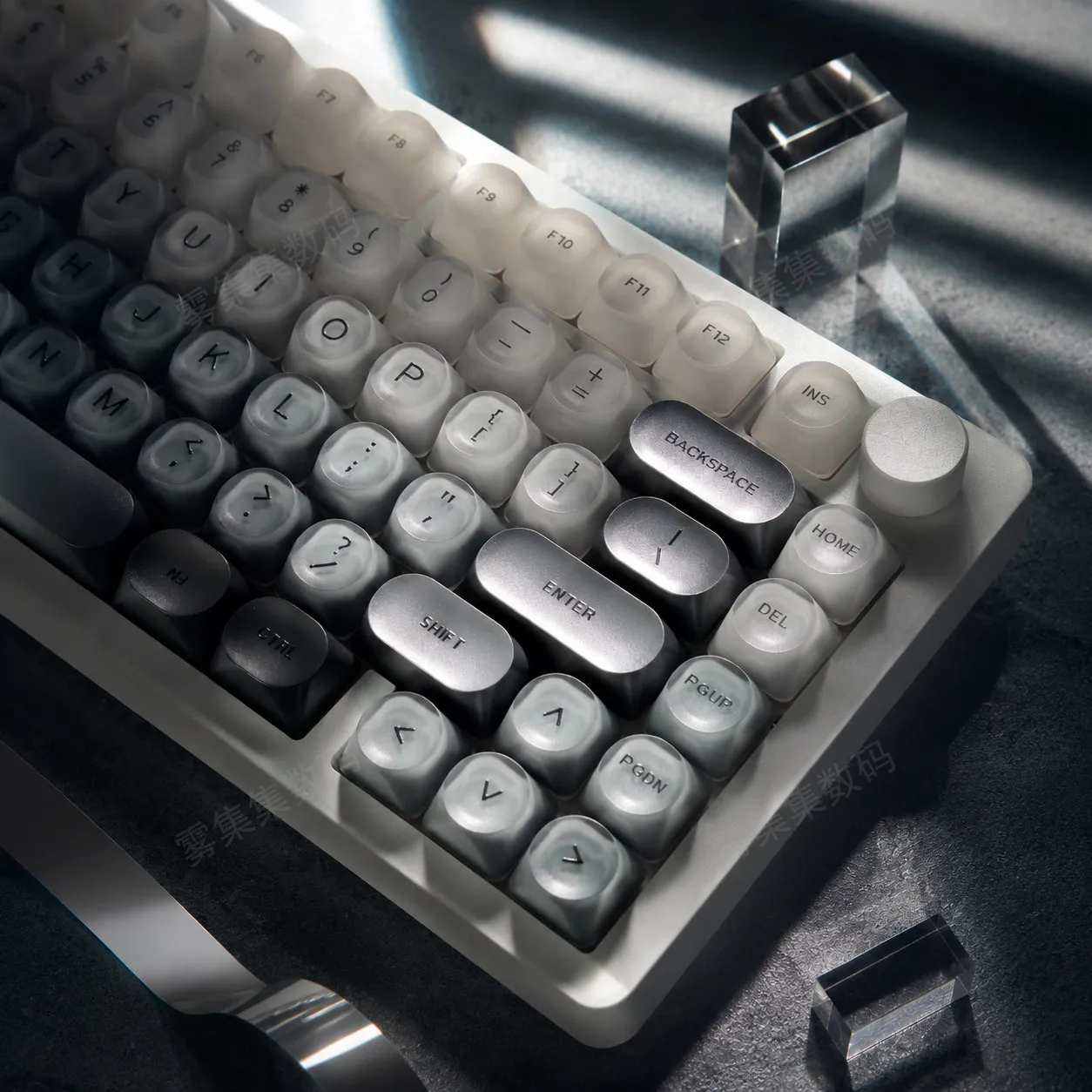 Foundation Keycaps with Frosted Surface, HOA Height, Top-Printed, ABS+PC, 128-Key Set, Compatible with Cross-Shaped Switches
