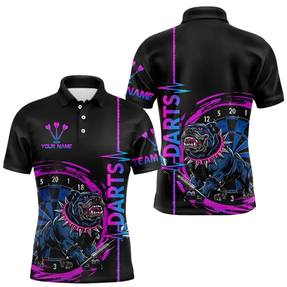 Golden Jesus Darts Polo Shirt Black White Gold Pattern Jesus With Dartboard Customized Diy Print Name And Team Name Sportswear