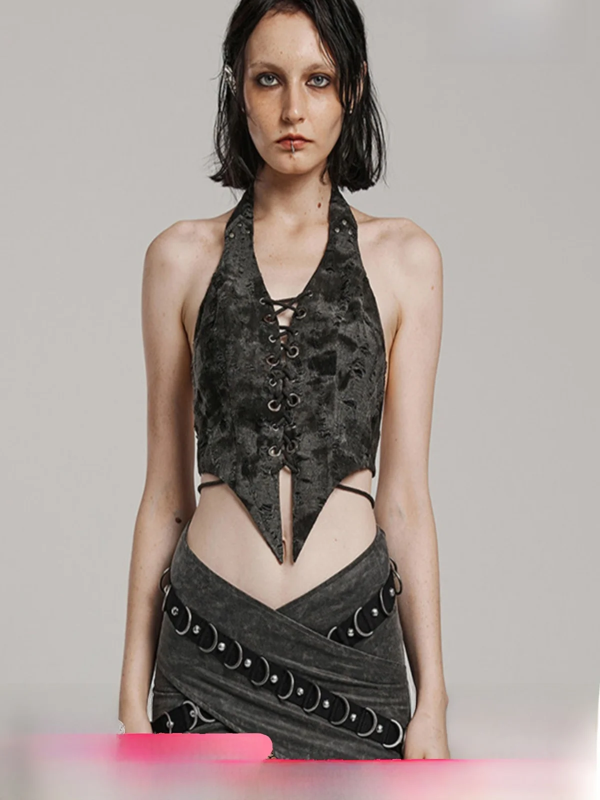 

Street Style Slim Fit Short Wrap Chest Vest Women's Summer New Hot Girl Outerwear PUNK RAVE Brand Polyester Spandex Blend