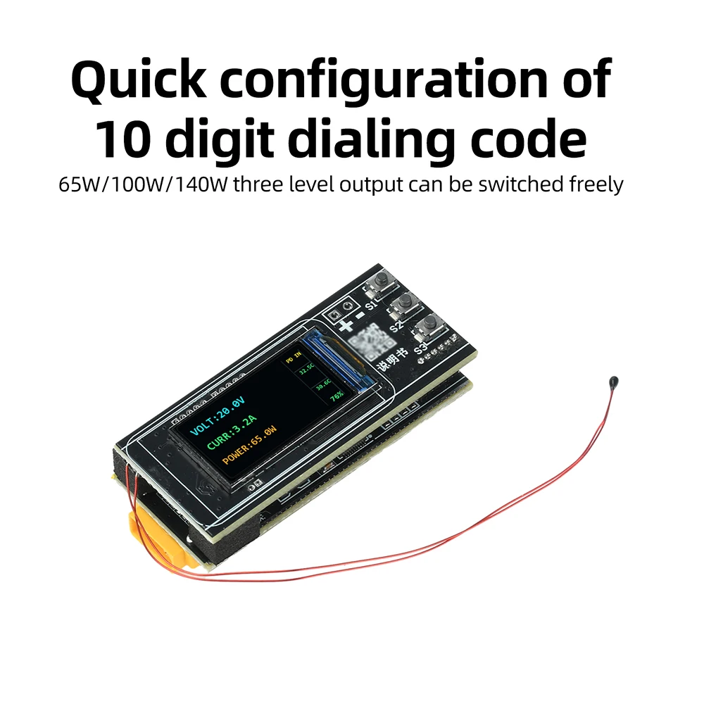 PD 140W Charge/Discharge Module, 0.96/1.47-inch TFT Color Screen, 2S–6S Lithium Battery Charging Board, IP2366 Chip