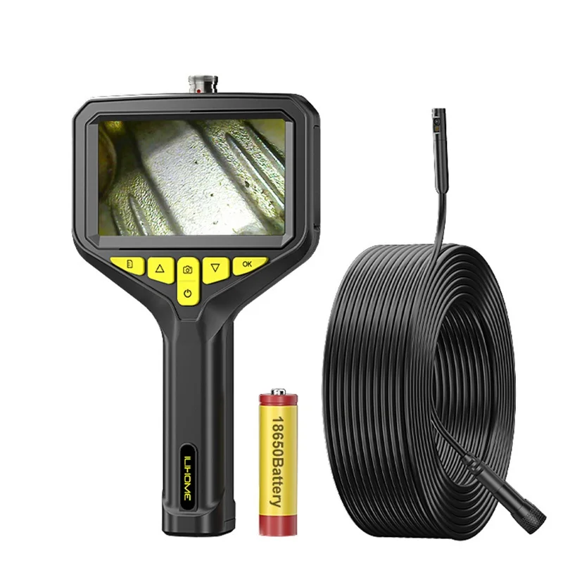 Handheld Endoscope Camera 4.3'' Screen Removable Battery HD1080P Single Dual Triple Lens Autofocus Car Inspection Borescope LEDs